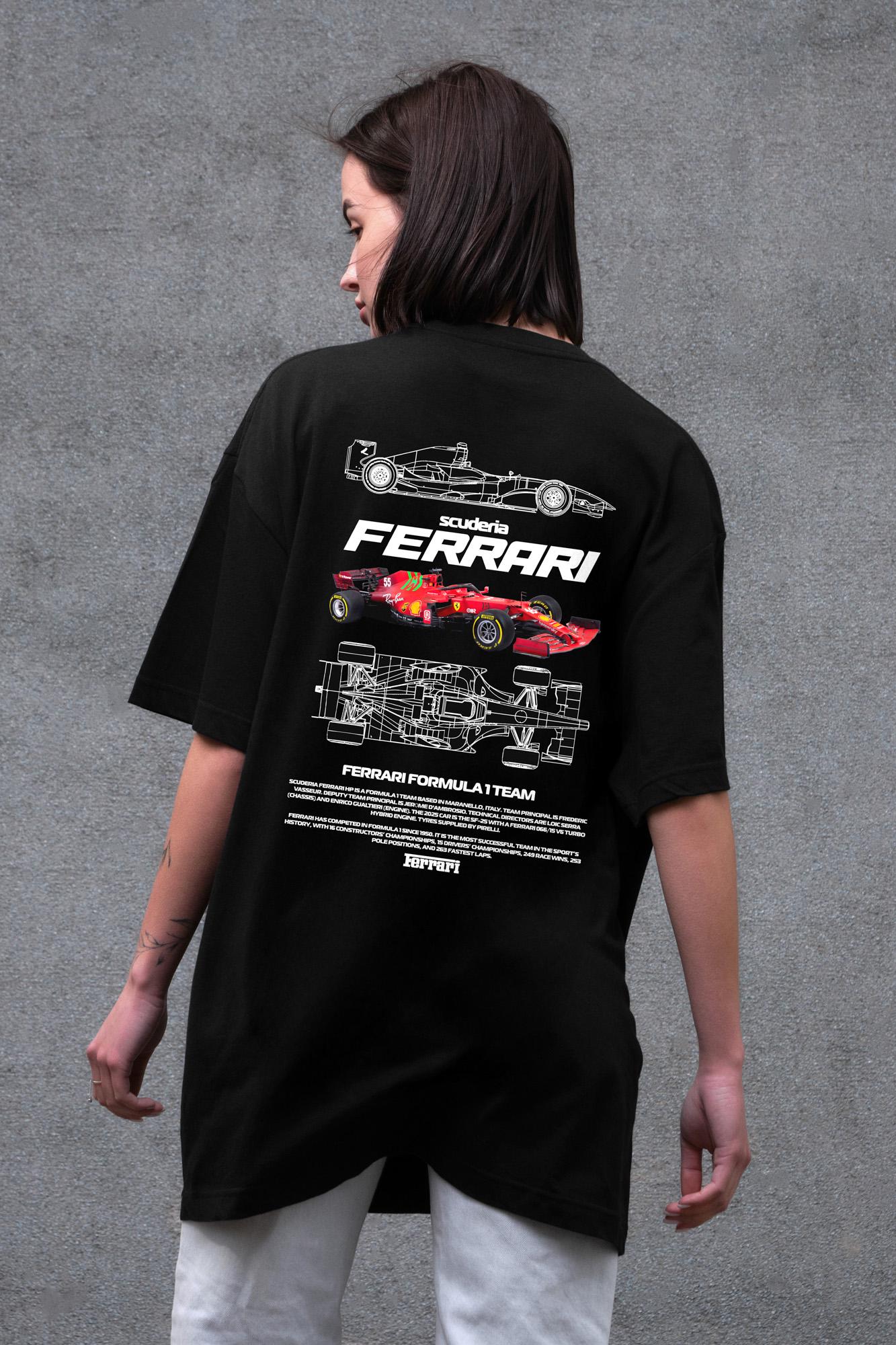 Футболка женская Without с принтом Ferrari оверсайз S/M Black (S8049633)