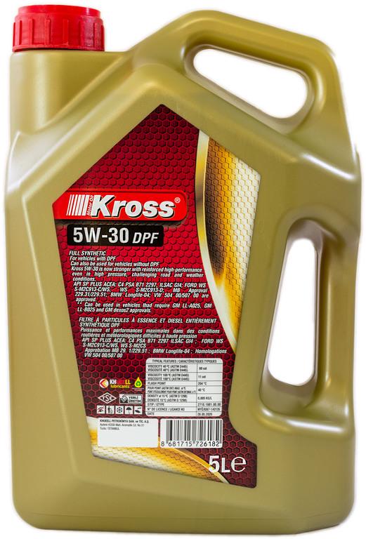 Масло Kross Full Synthetic DPF/API SP Plus 5w30 5 л (000040226) - фото 2