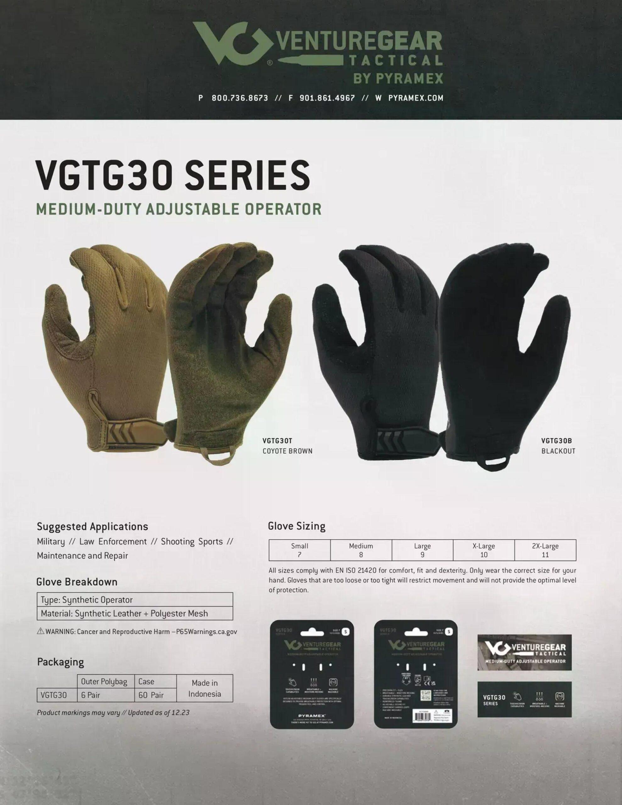 Перчатки Venture Gear VGTG30 материал синтетическая кожа/полиэстер XL Coyote (626872) - фото 6