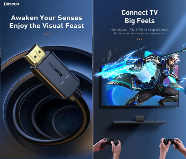 Кабель Baseus High Definition HDMI Male To HDMI Male 4k V2.0 8m (CAKGQ-E01) - фото 7 Кабель Baseus High Definition HDMI Male To HDMI Male 4k V2.0 8m (CAKGQ-E01) - фото 7