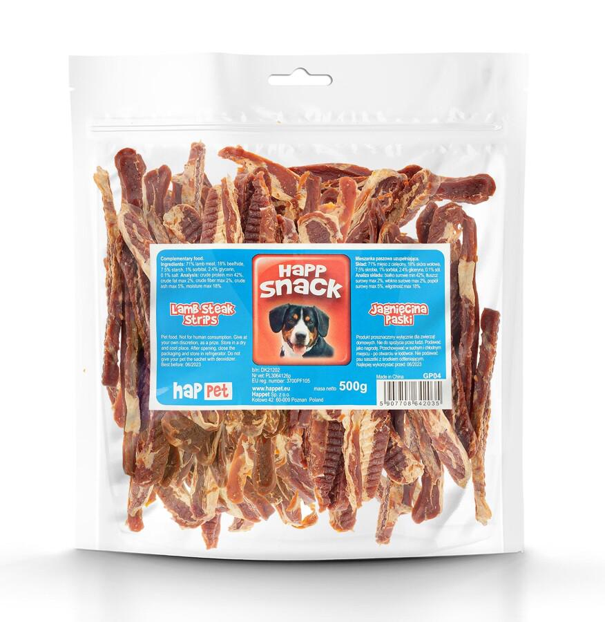 Полоски мяса ягненка Happet Snack лакомство для собак 500 г 13 см (GP04 5907708642035)