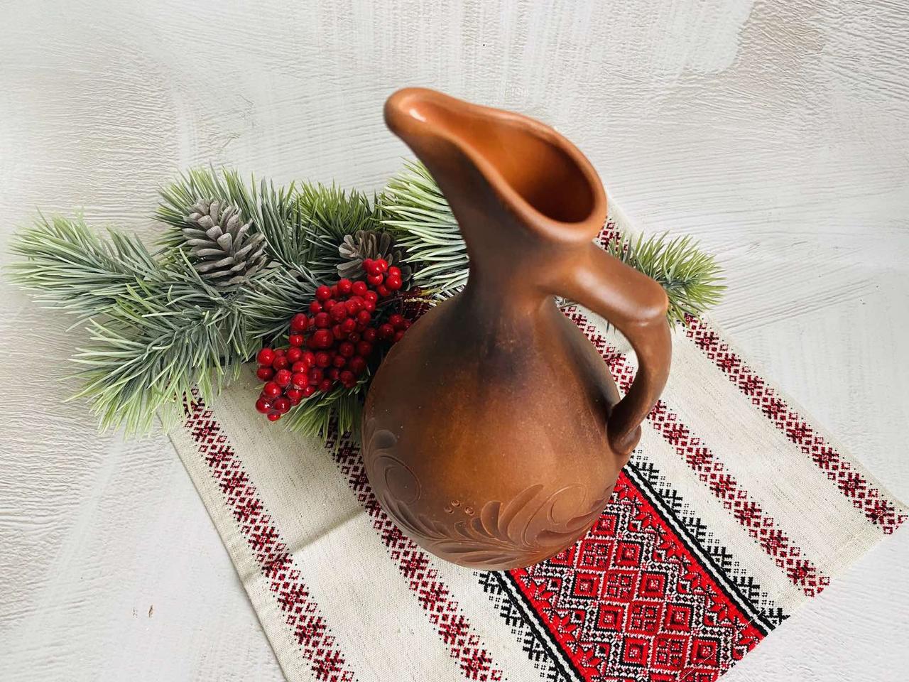 Штоф глиняний з різьбленням 800 мл (1017046379) - фото 4