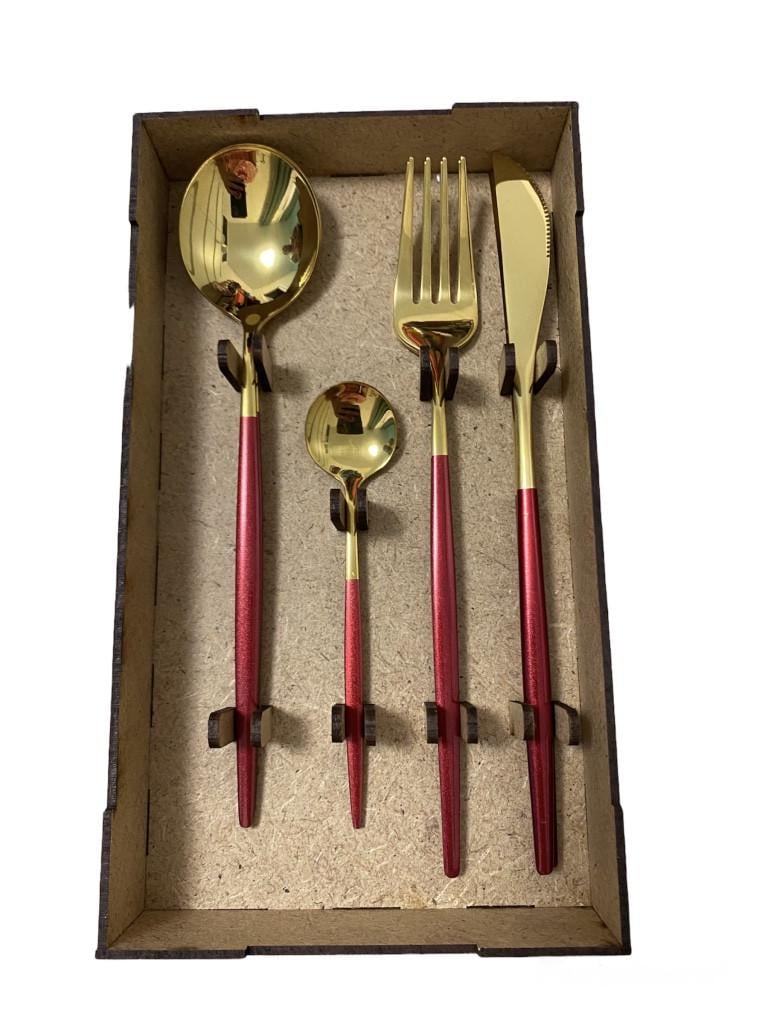 Набір столових приборів Kitchen на 2 персони Бордовий (1643373491) - фото 6 Набір столових приборів Kitchen на 2 персони Бордовий (1643373491) - фото 6