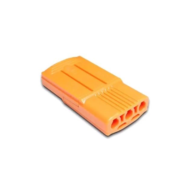 Клемма-коннектор проходная Tactix 0,34-1 мм2 6А 3х1-3х1 одинарная 34х18,4х6,8 мм Оранжевый (CT602-3P)