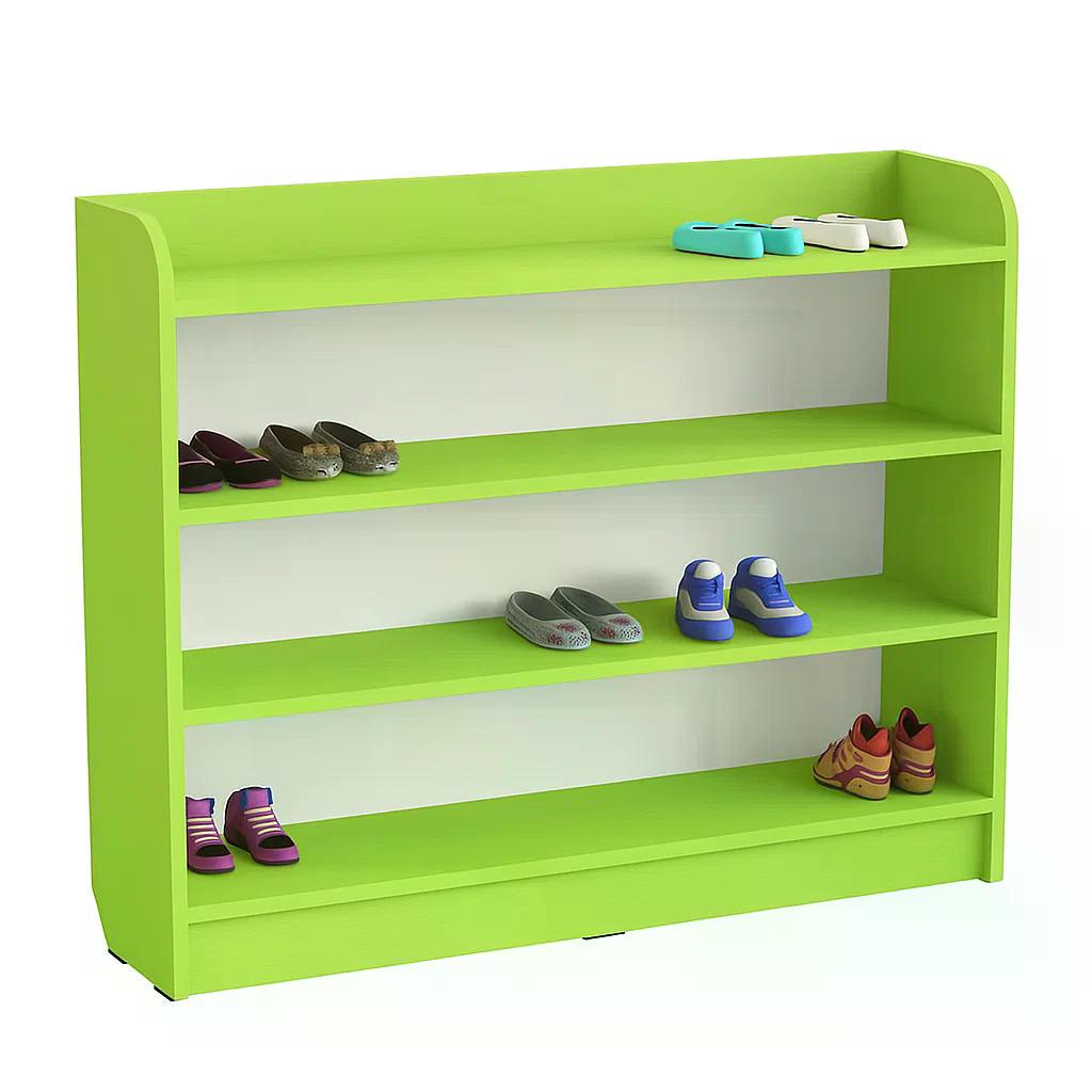 Полиця для дитячого взуття ЛДСП 4 яруси з опорами 100 см Лайм