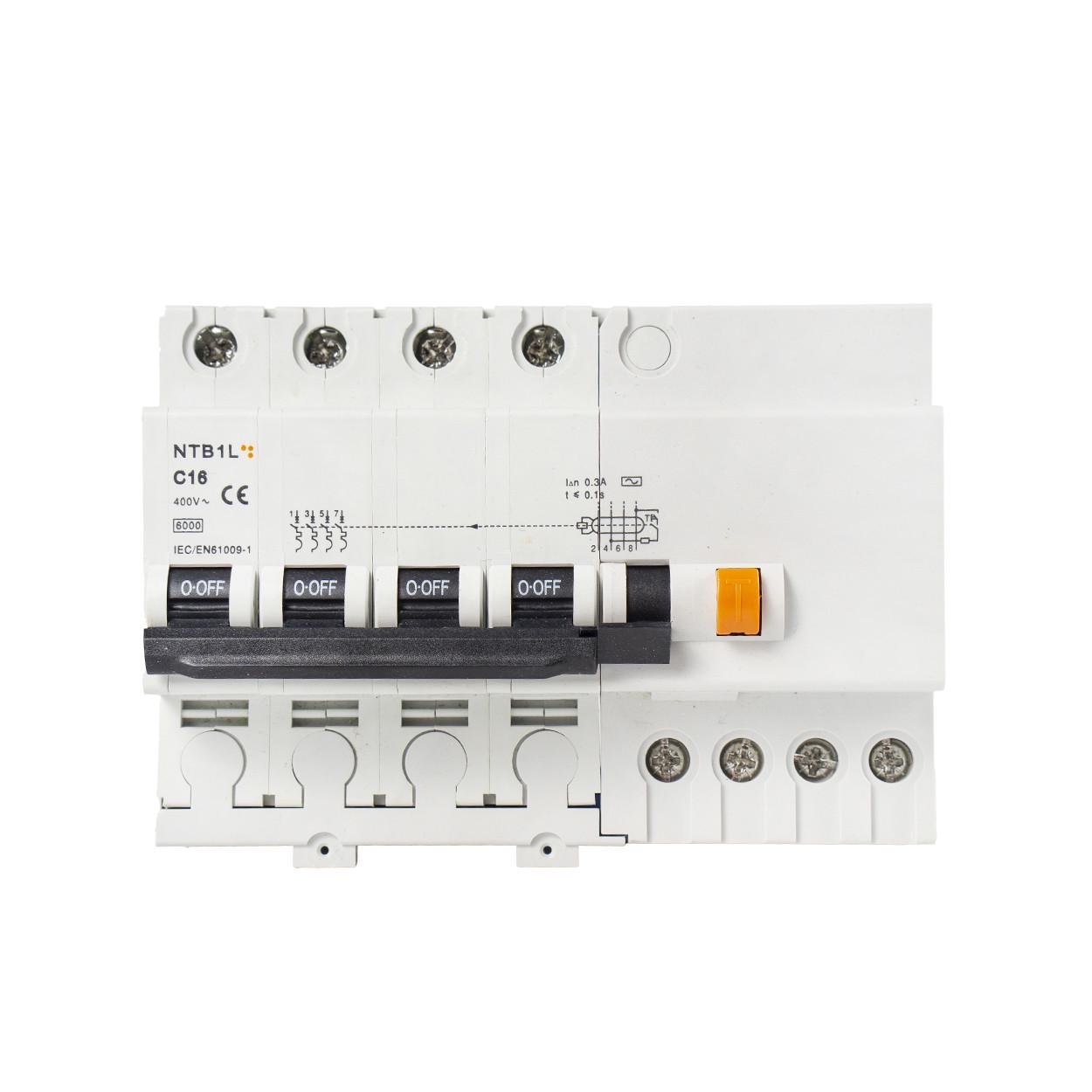 Автоматический выключатель дифференциального тока TESLA NTB1L C16 400V~ 6000 IEC/EN61009-1 (191)