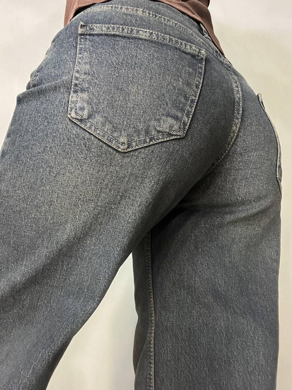 Джинсы женские I8 55516 Baggy Straight fit палаццо ровные от бедра р. 25 Синий с коричневым (2707) - фото 9