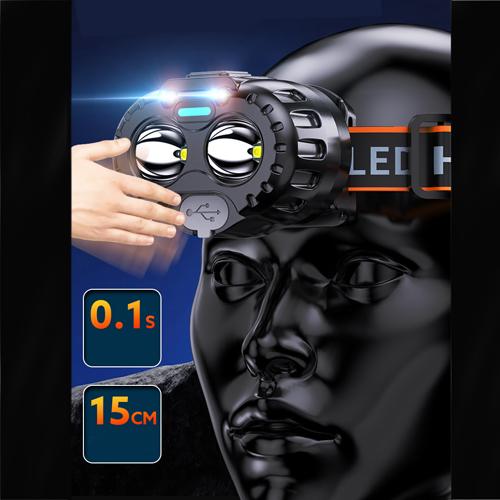 Ліхтар налобний 666-2XPL waterproof/Li-Ion/USB-C/Motion sensor/Power indicator Black - фото 5