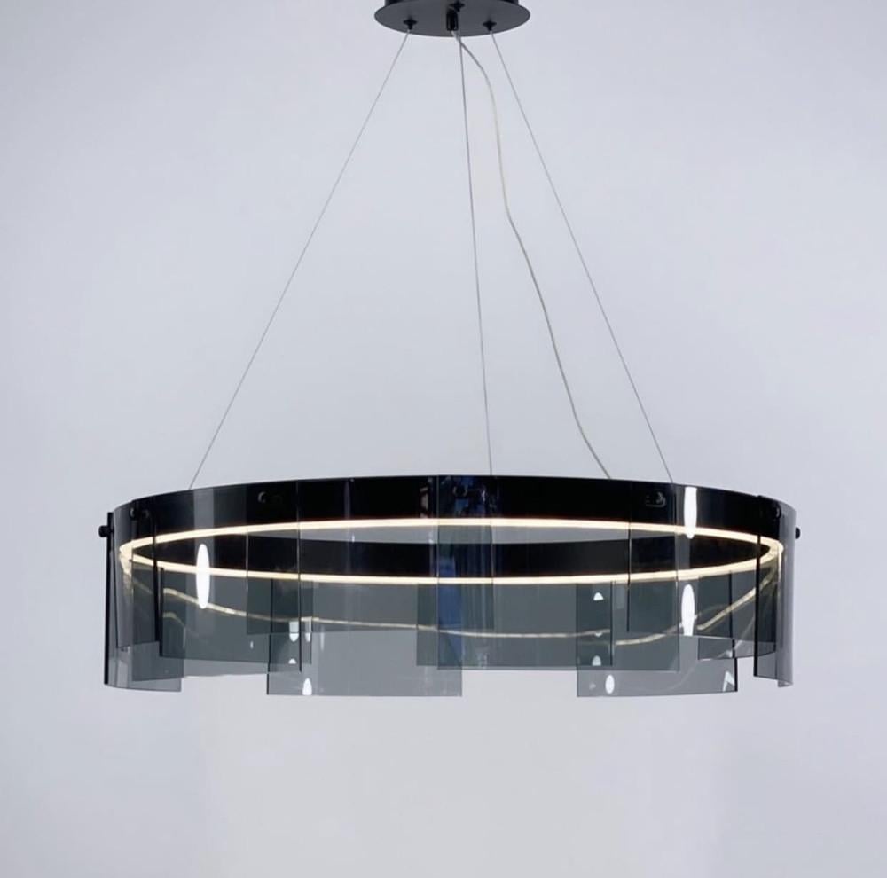 Люстра-кольцо классическая в металлическом корпусе Черный (Черный MD 2005-600)