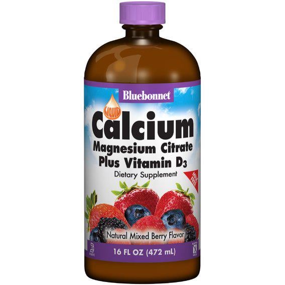 Микроэлемент Кальций Bluebonnet Nutrition Calcium Magnesium Citrate + Vitamin D3 16 ун. 472 мл Natural Mixed Berry Flavor (BLB0696)