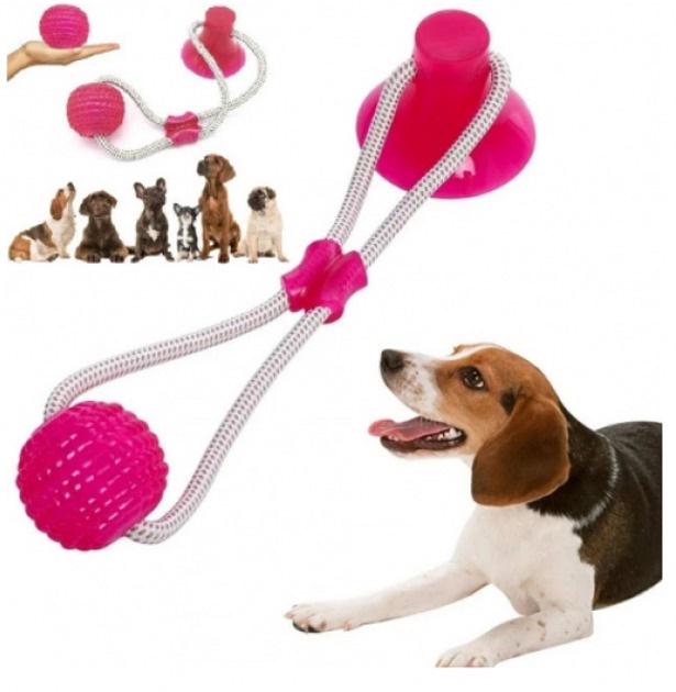 Іграшка Dog Toy Rope для домашніх тварин з присосками Рожевий (Toy-2046) - фото 2