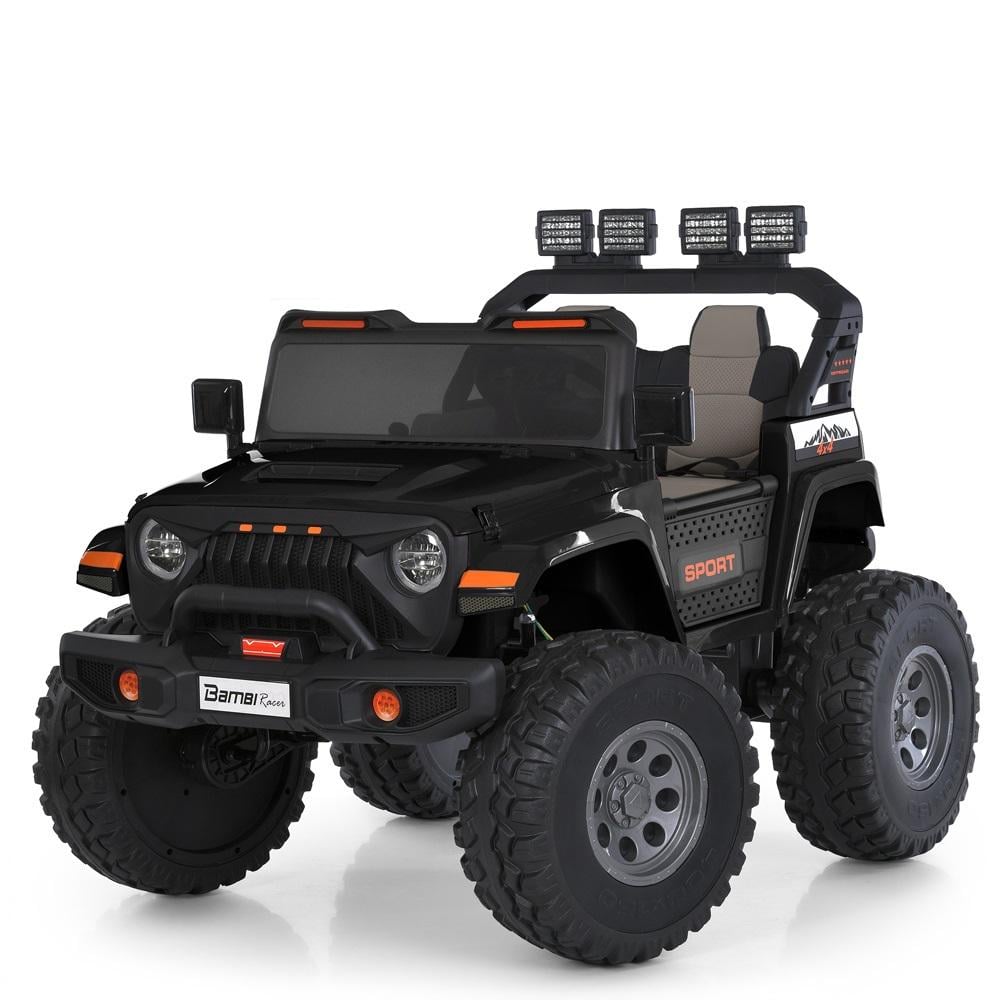 Детский электромобиль двухместный Bambi Jeep M 6204EBLR 4W Черный