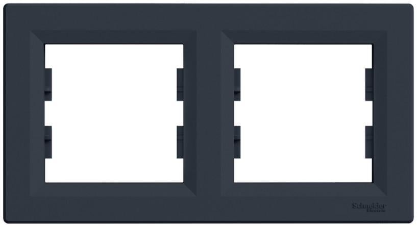 Рамка двухместная горизонтальная Schneider Electric Asfora Антрацит (00000003112)