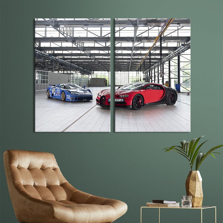 Картина на холсте Пара автомобилей Bugatti Кампогальяно 165x122 см (1308-2)