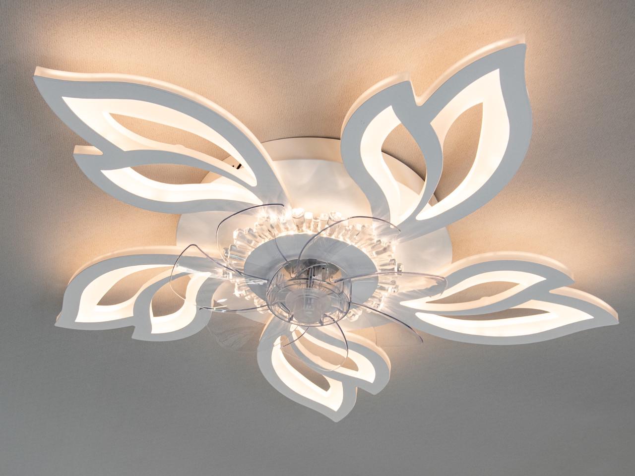 Люстра LED-вентилятор з пультом 8165-5WHFS-LS 95W на 14 м2 Білий (2539043944)