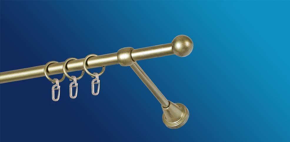 Карниз для штори Plastidea Болонь одинарний металевий з гачками D 16 мм 180 см Золото