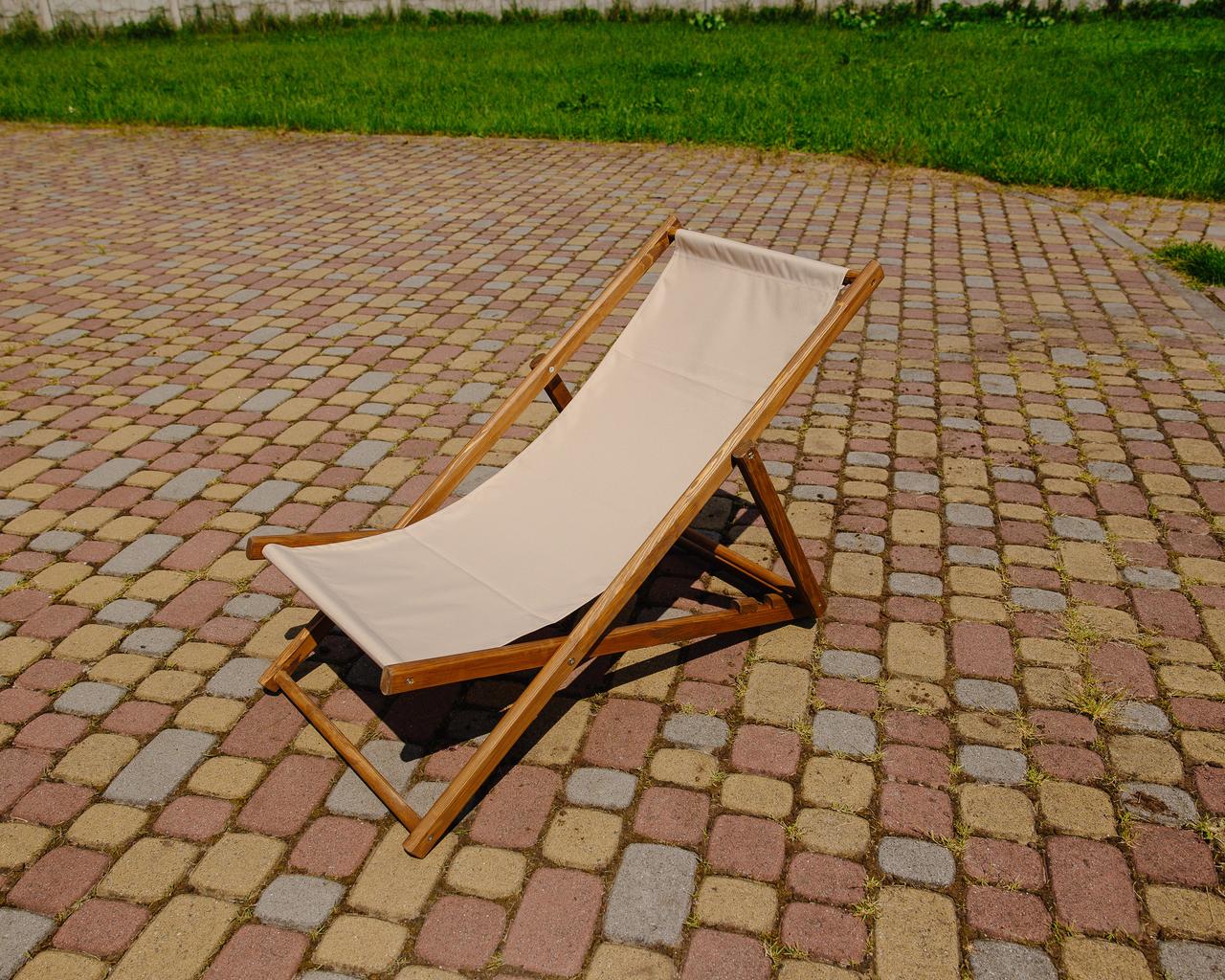 Шезлонг раскладной XRmaster тканевый Бежевый/Коричневый (0001777)