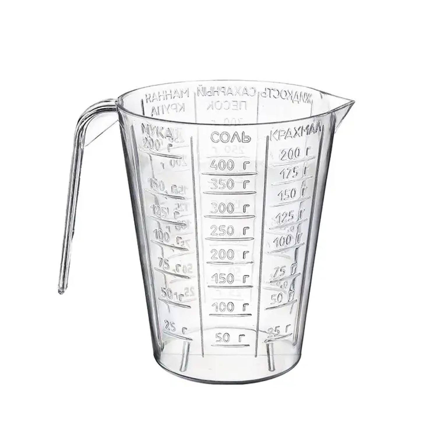 Мерный стакан пластмассовый с ручкой для пищевых продуктов 250 мл Прозрачный
