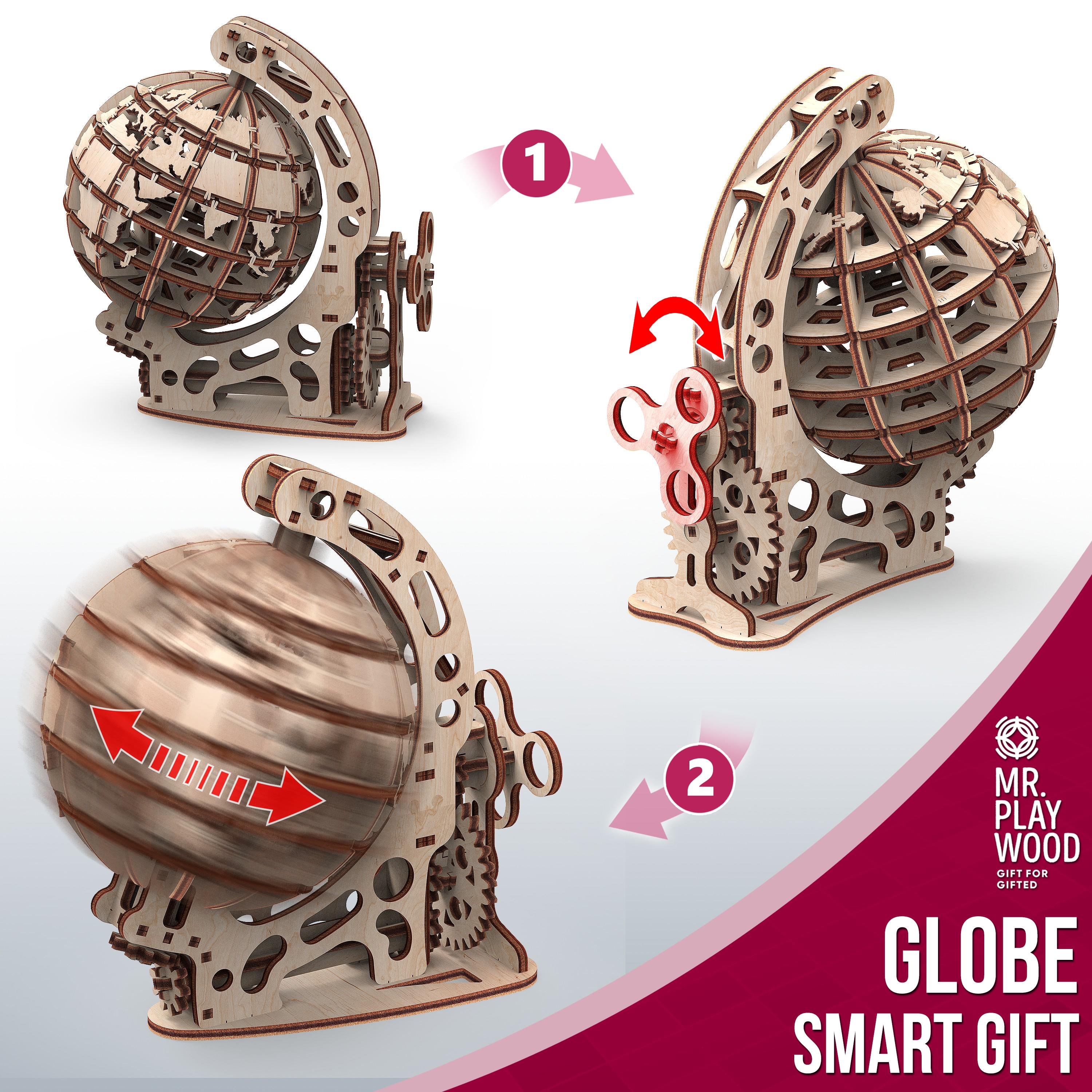 Конструктор дерев'яний Mr Playwood Об'ємний глобус (10203) - фото 5 Конструктор дерев'яний Mr Playwood Об'ємний глобус (10203) - фото 5