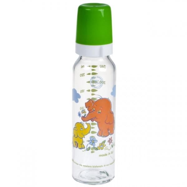 Пляшка Canpol Babies 42/201 з малюнком скляна із силiконовою соскою 240 мл Зелений