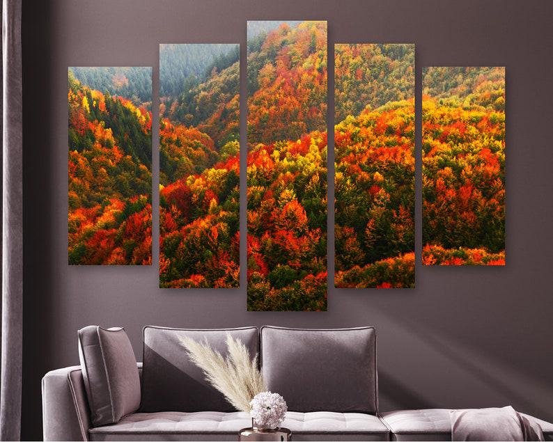 Модульная картина на холсте из пяти частей KIL Art Яркие осенние горы 112x68 см (M51_M_22)