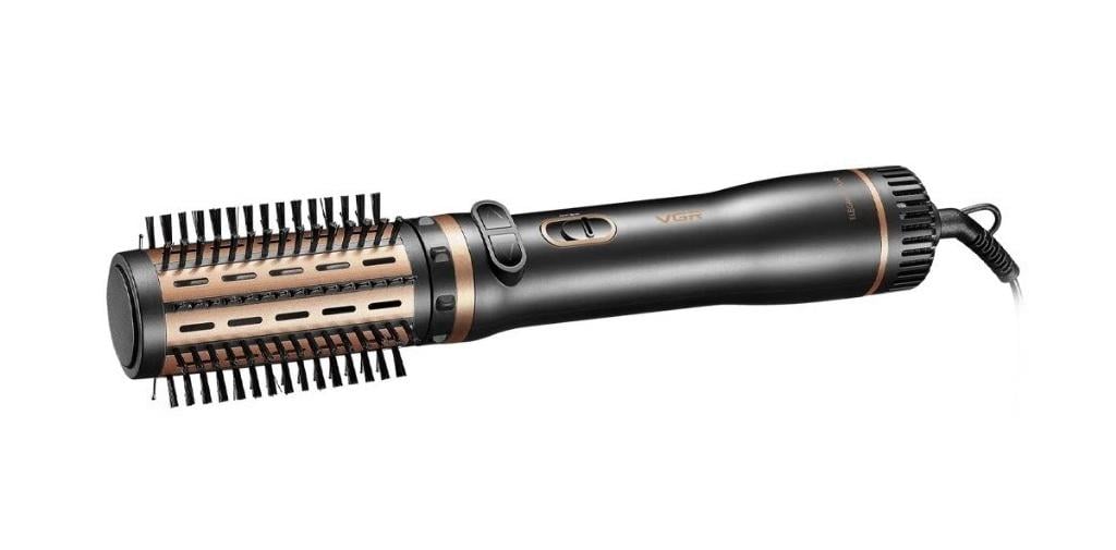 Фен-щітка VGR V-496 1000W мультистайлер для сушіння та укладання волосся Black-Gold (24869671)