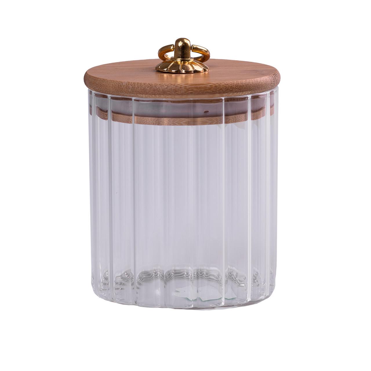 Банка скляна для сипучих продуктів з бамбуковою кришкою 500 мл (3613)