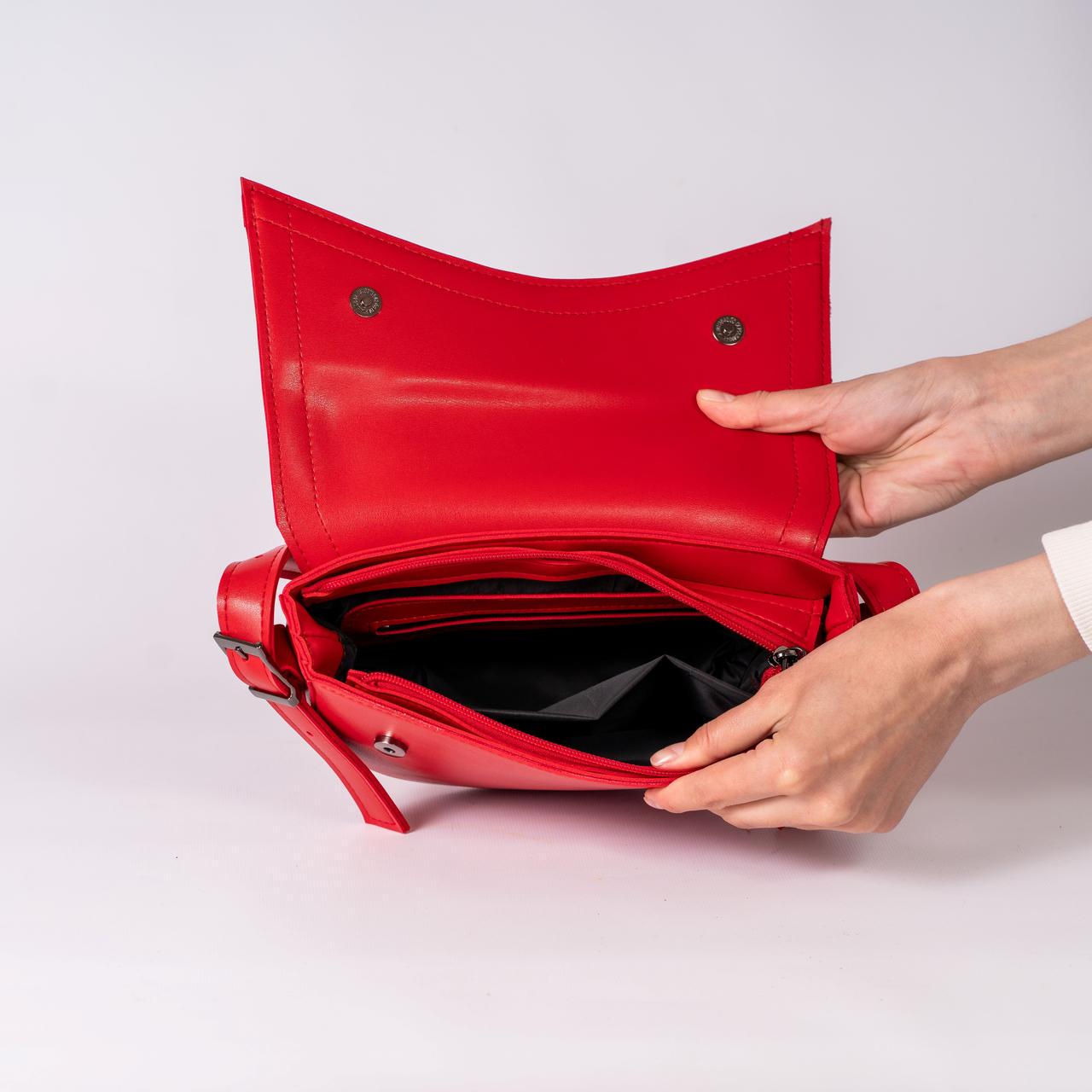 Сумка женская полукруглая XENIA № 33-24 из эко-кожи Красный - фото 2