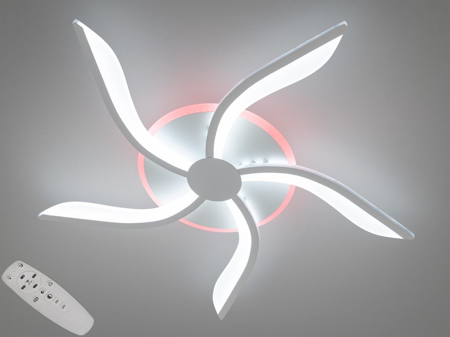 Люстра діодна з пультом та led підсвіткою 53W (2480/5WH LED 3color dimmer)