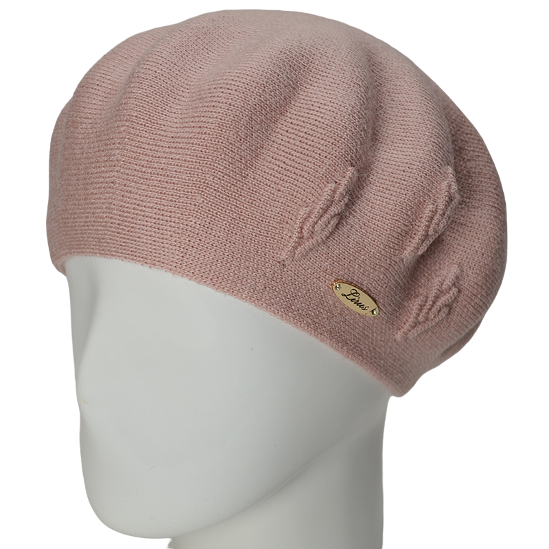 Берет женский Lirus Смородина двойной тонкой вязки Пудровый