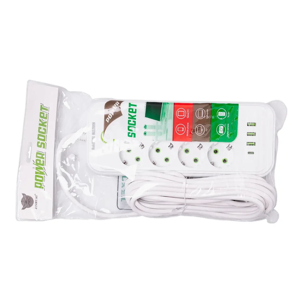 Подовжувач на 8 розеток з 3 USB 1 Type-C та кнопкою відключення F20U 4,7 м Чорний (HP-5-29) - фото 7