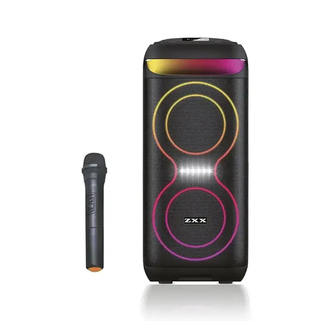 Колонка акустическая переносная ZXX-5505 с подсвидетелем USB/TF/FM/BT/MIC/AUX 40 Вт с микрофоном Черный (ML-04643) Колонка акустическая переносная ZXX-5505 с подсвидетелем USB/TF/FM/BT/MIC/AUX 40 Вт с микрофоном Черный (ML-04643)