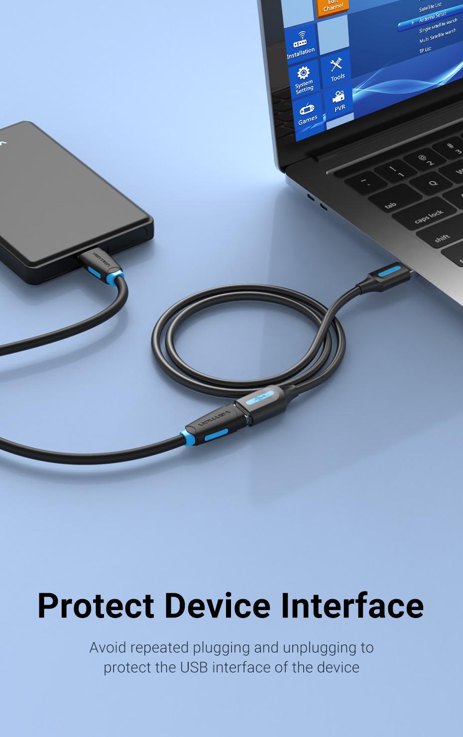 Кабель Vention USB 2.0 480 Мбіт/с USB-A папа на USB-A мама 1,5 м Чорний (CBIBG) - фото 10 Кабель Vention USB 2.0 480 Мбіт/с USB-A папа на USB-A мама 1,5 м Чорний (CBIBG) - фото 10