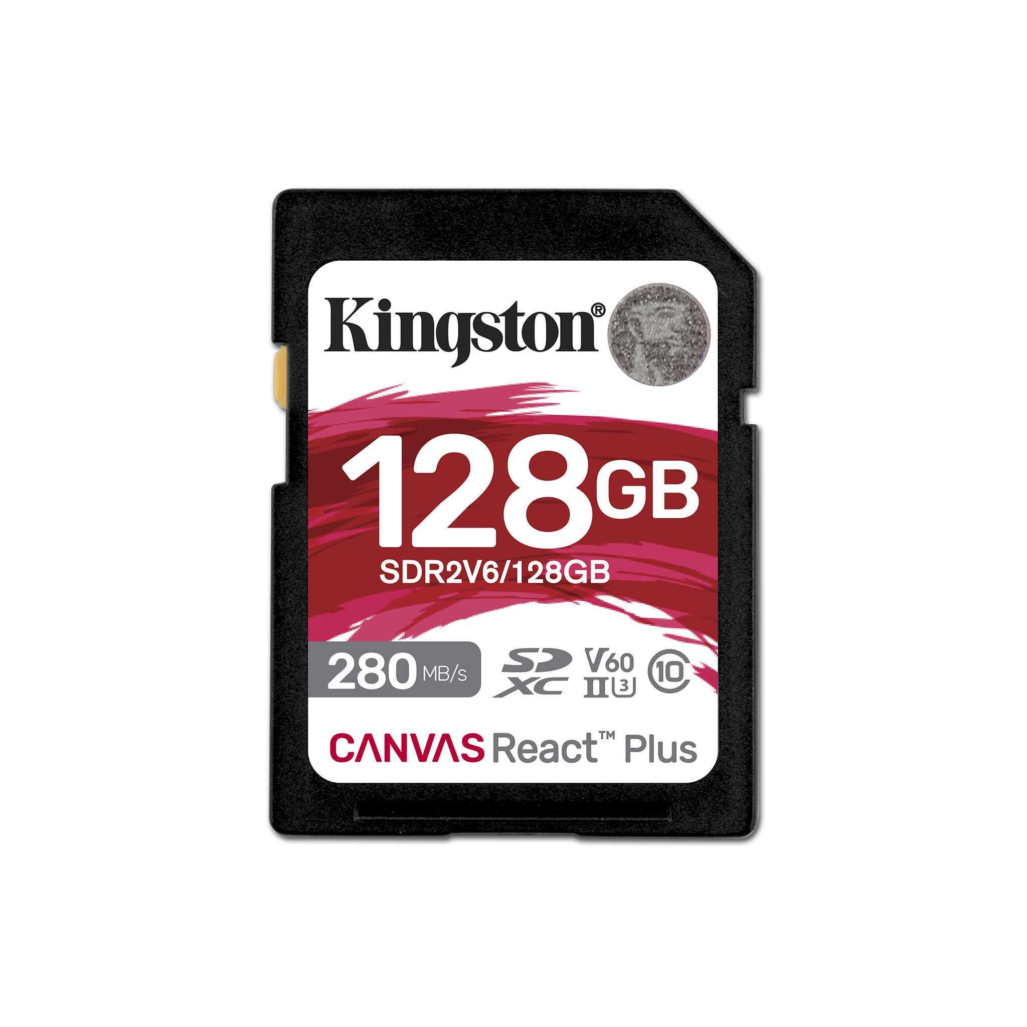 Карта памяти Kingston Canvas React Plus SDXC 128 Gb U3 V60 SDR2V6 Black (610330)