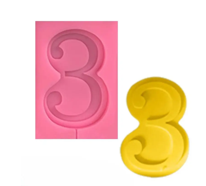 Молд силиконовый цифра 3 универсальный 90x65 мм Розовый (40771)