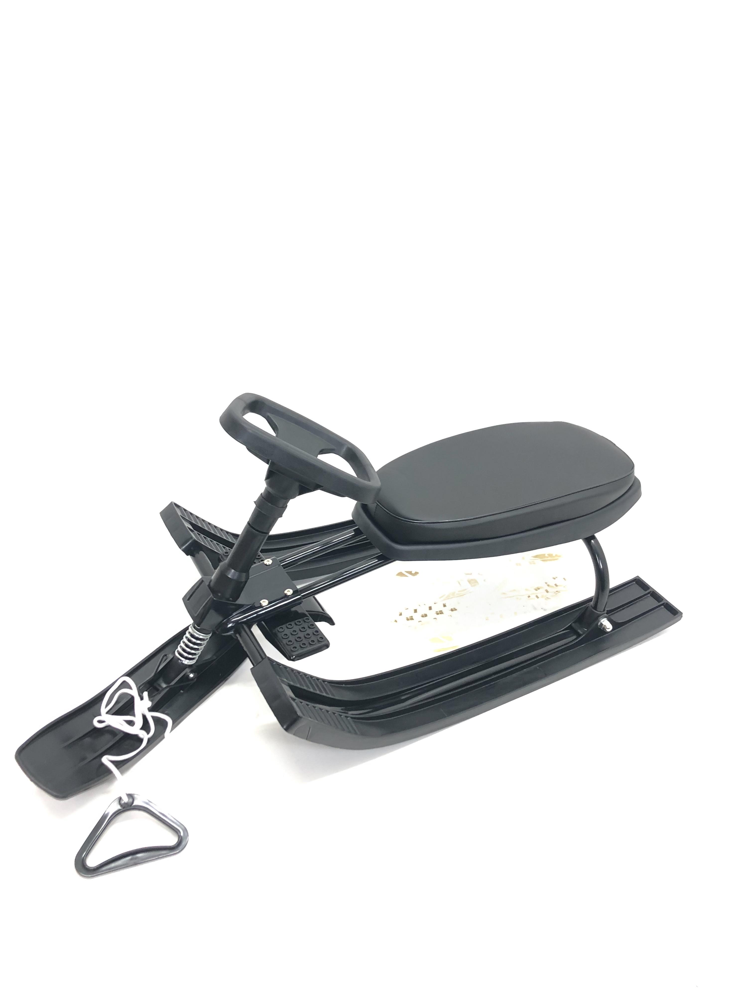 Детский снегокат санки Mustang с мягким сиденьем Черный