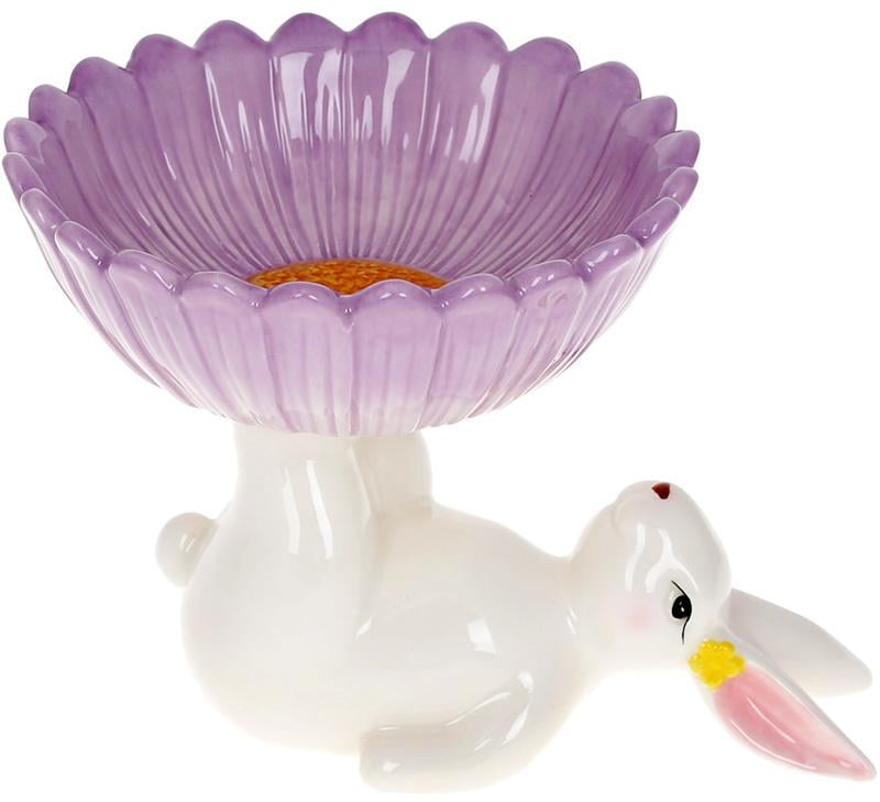 Конфета милый кролик керамическая с фигуркой кролика 20х15х14 см Лавандовый