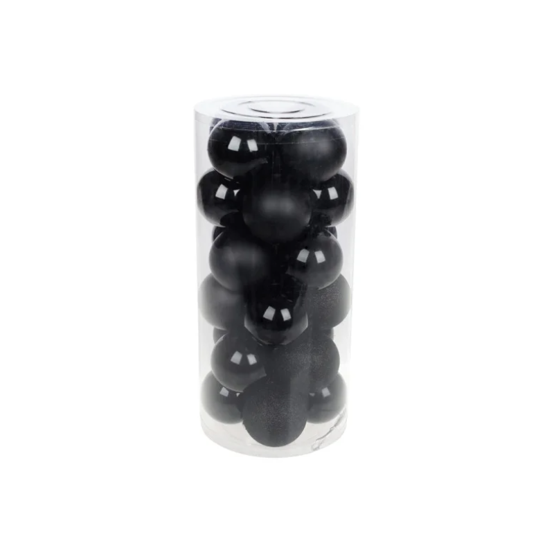 Набір ялинкових куль глянцеві/гліттер та матові 6 см 24 шт. Чорний (2771187340) - фото 1