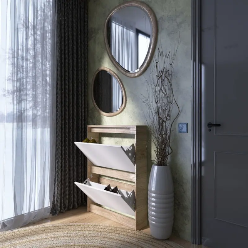 Тумба для обуви Эверест Сити Белый/Дуб сонома (26845242) - фото 3 Тумба для обуви Эверест Сити Белый/Дуб сонома (26845242) - фото 3