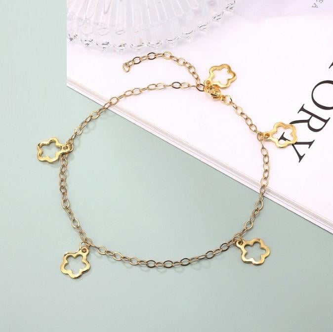 Браслет женский на ногу с позолотой из медицинской стали 26 см (BA-043)