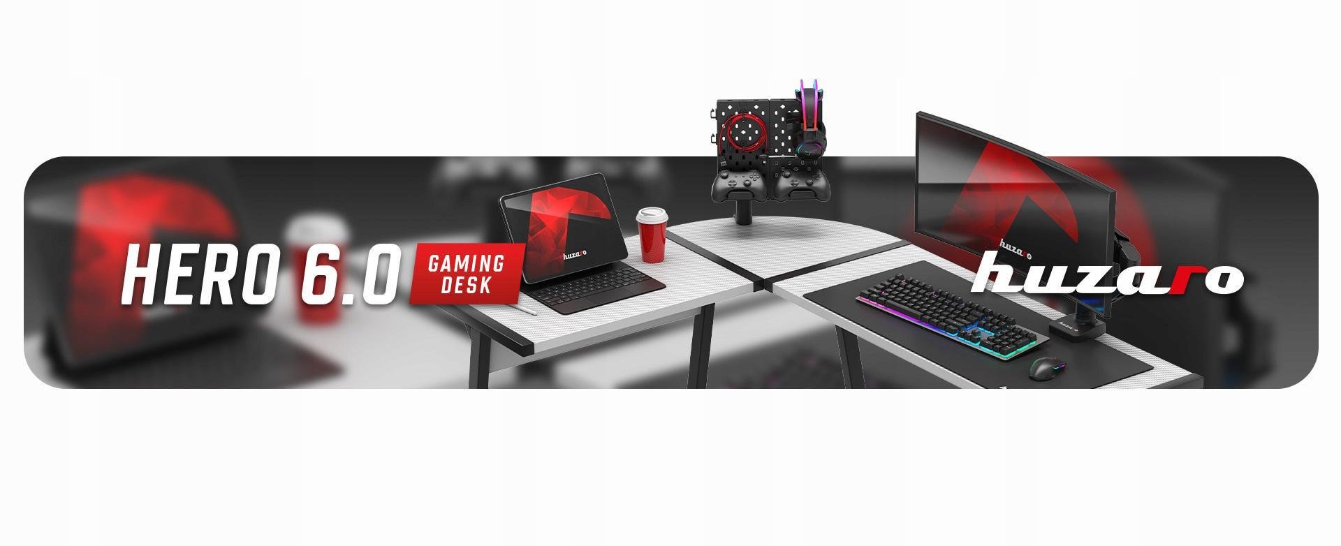 Геймерский угловой компьютерный стол Gamer Huzaro Hero 6.0 White Corner - фото 7 Геймерский угловой компьютерный стол Gamer Huzaro Hero 6.0 White Corner - фото 7