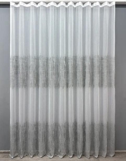 Тюль бамбук Белый/Серый (1564т)