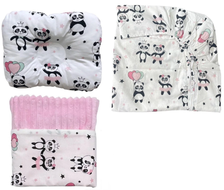 Набор в детскую кроватку RoyalBaby №39 Панды 3в1 Розовый (143818)