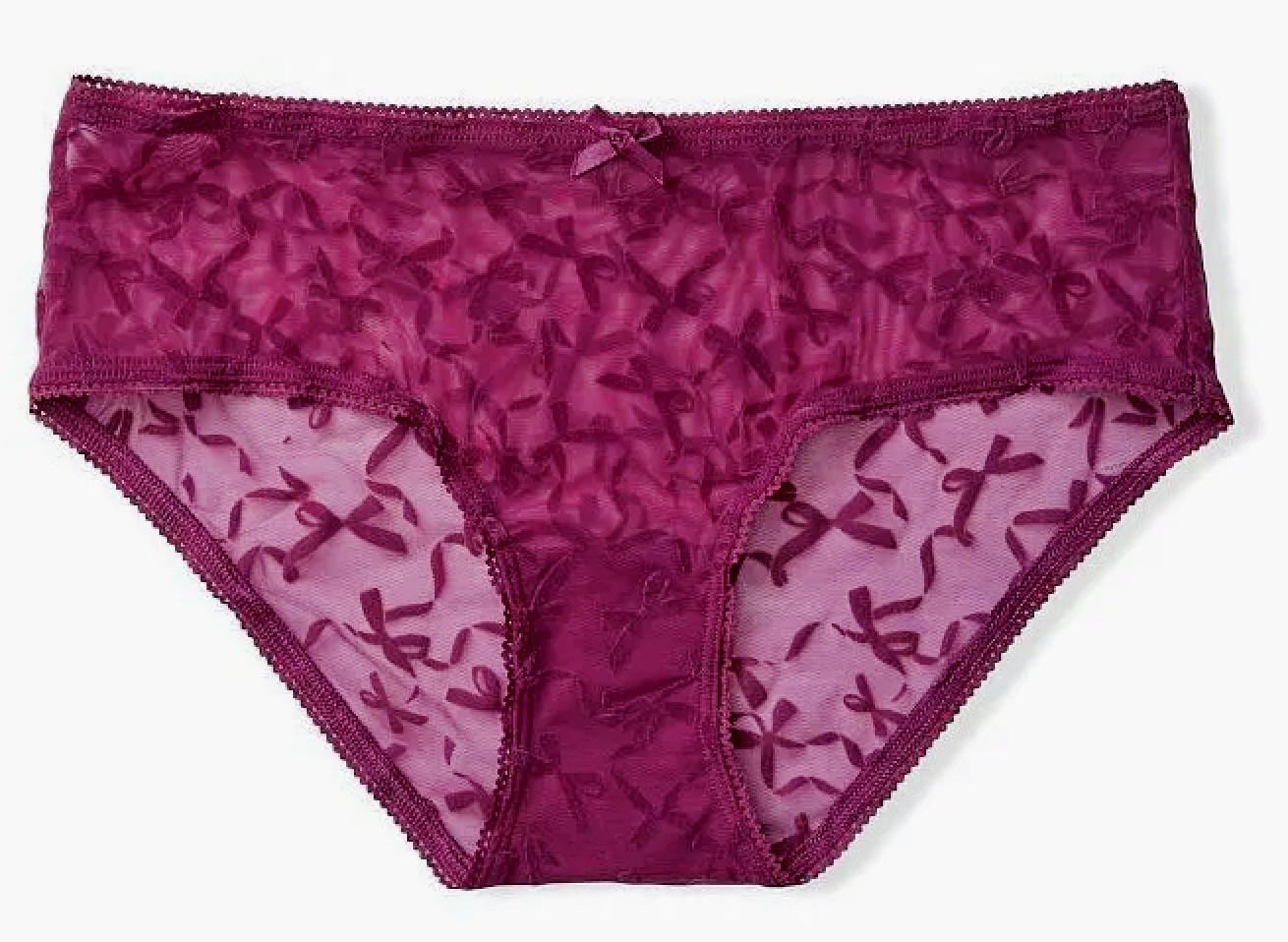 Трусики Victoria's Secret Bow Flocked Hiphugger Panty XS Темно-рожевий