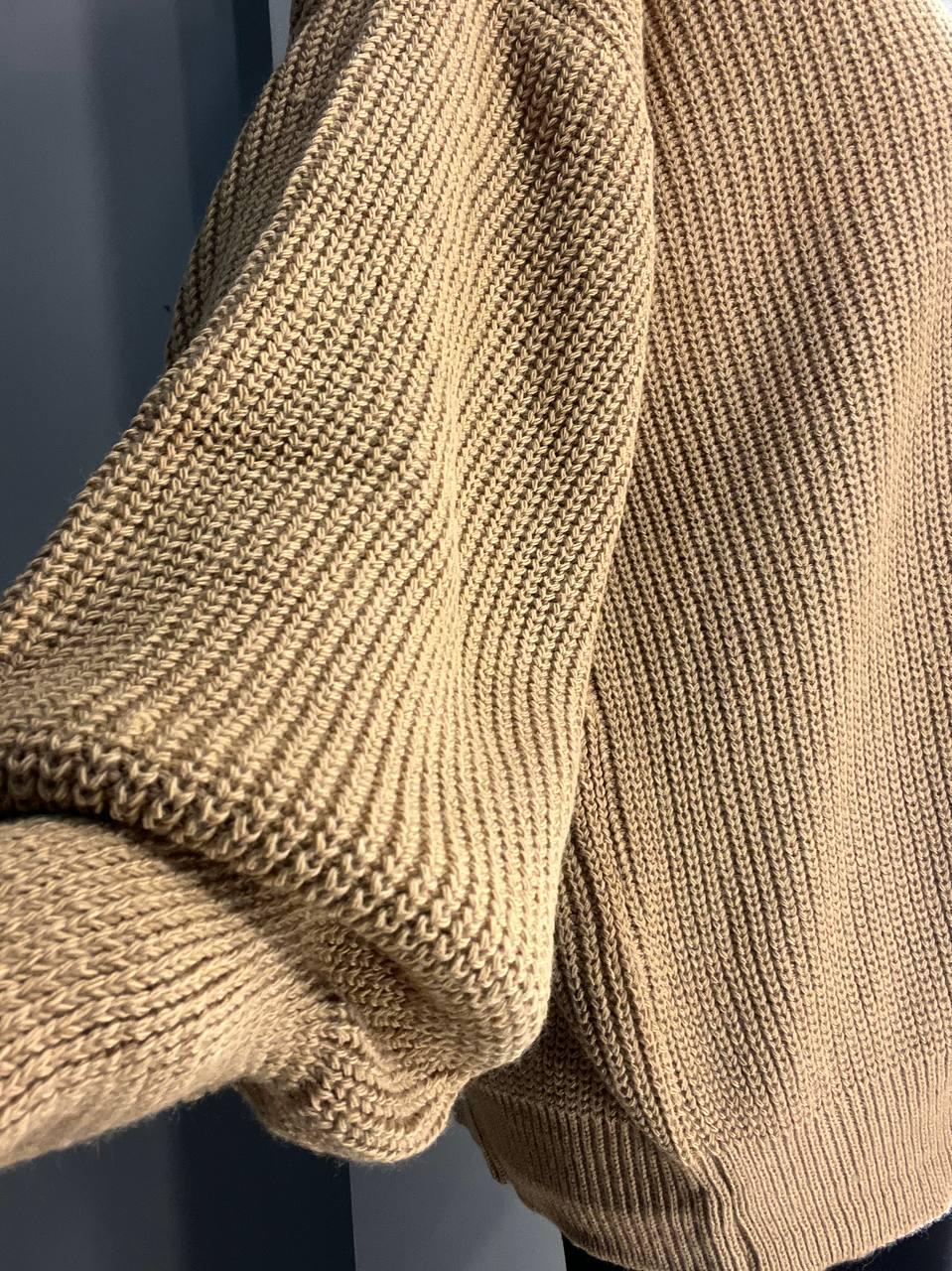 Свитер женский MIX RAY 6607 широкий удлиненный OS Карамельный (1036) - фото 10