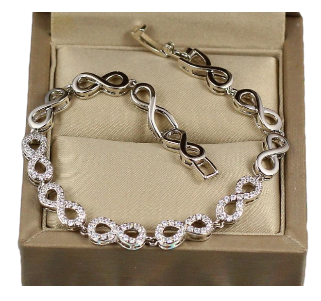 Браслет Xuping Jewelry Восьмерки с камнями 18,5 см 6 мм Серебристый (1738933824)