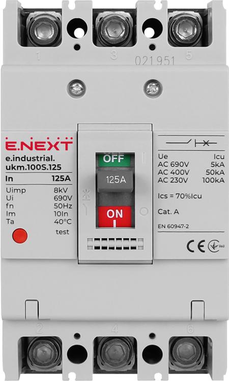 Автоматичний вимикач E.NEXT e.industrial.ukm.100S.125 3Р 125А 50кА (i0010033) - фото 2