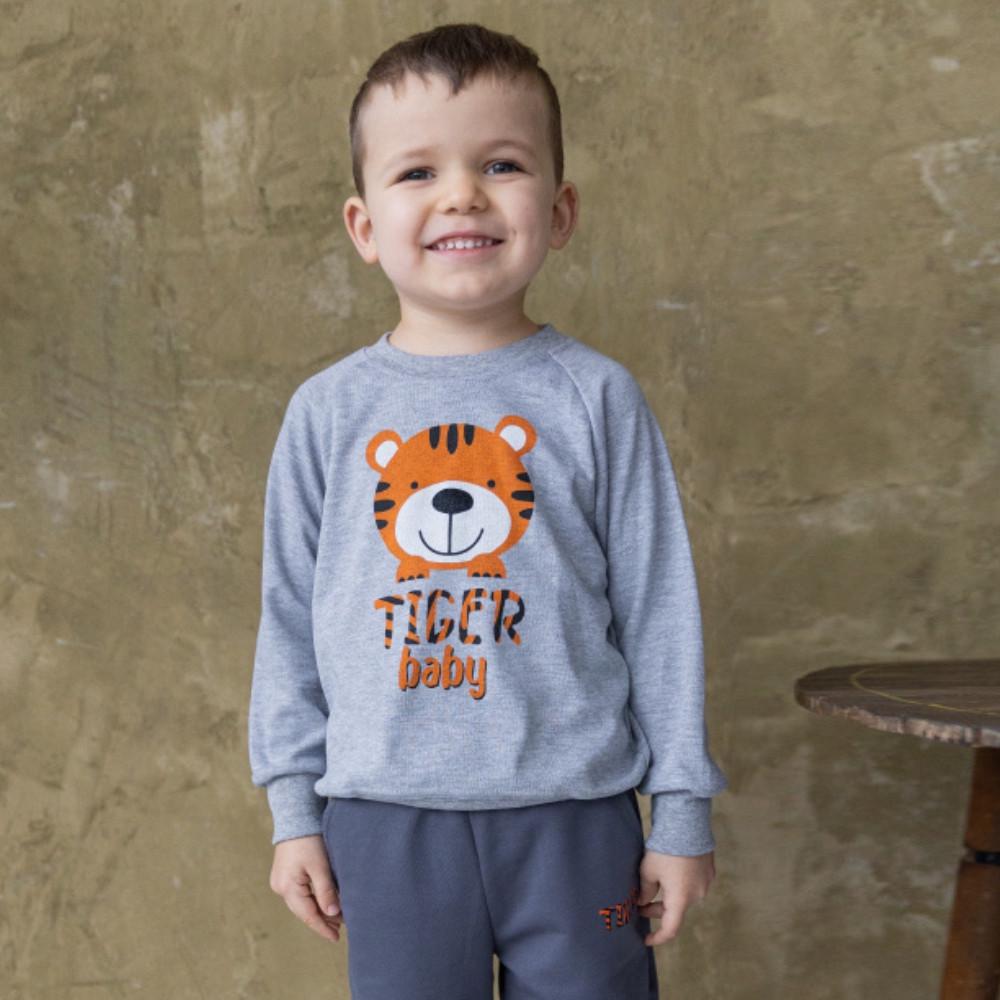 Свитер детский хлопковый теплый для мальчика Gabbi DG-21-61-1 Тигр 86 см Серый (12968) Свитер детский хлопковый теплый для мальчика Gabbi DG-21-61-1 Тигр 86 см Серый (12968)
