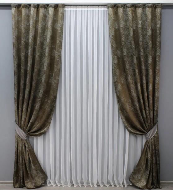 Штори льон Мармур Al-9 1,5х2,9 м 2 шт. Коричневий/Сірий (1639ш) - фото 1 Штори льон Мармур Al-9 1,5х2,9 м 2 шт. Коричневий/Сірий (1639ш) - фото 1