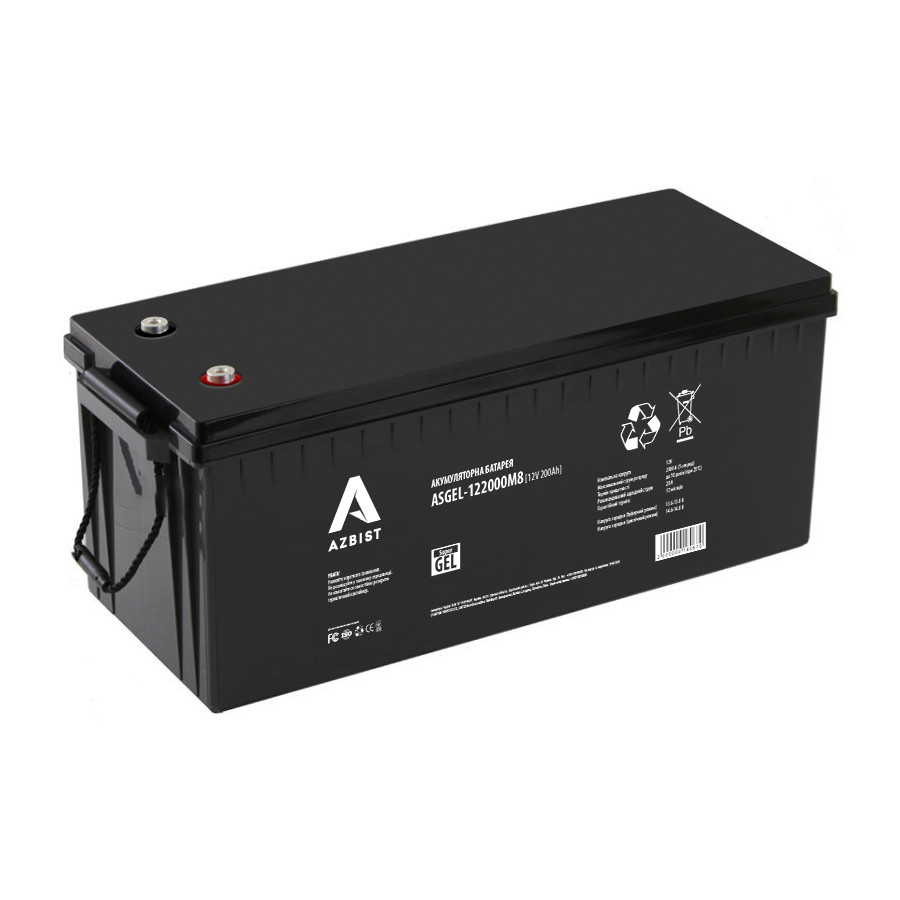 Аккумулятор гелевой AZBIST Super GEL ASGEL-122000M8 12V 200 Ah (26439658)